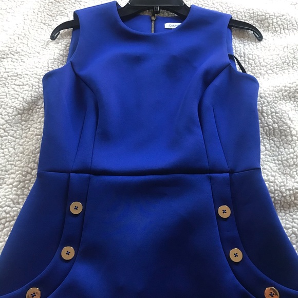 Calvin Klein Dresses & Skirts - NWT Calvin Klein Blue Dress w/ Gold Buttons